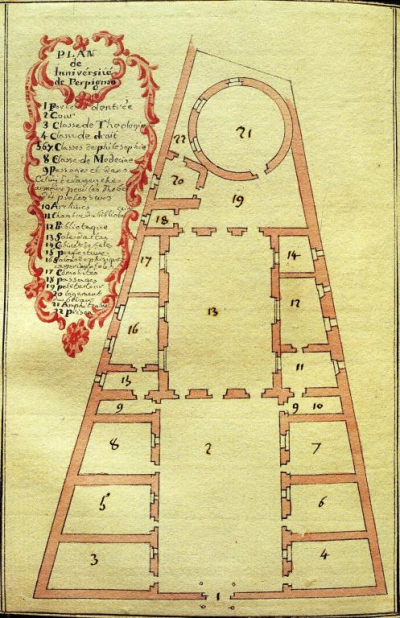 PLan du rez de chaussée montrant les salles de cours et la rotonde