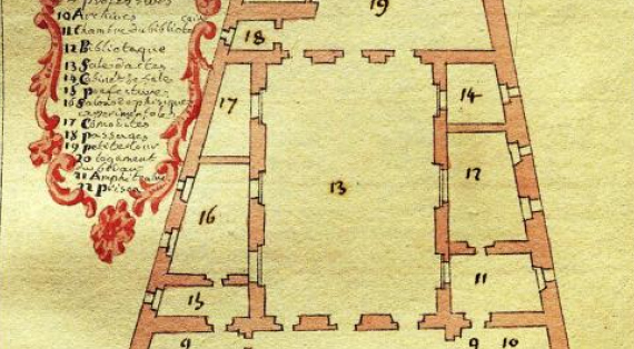 PLan du rez de chaussée montrant les salles de cours et la rotonde